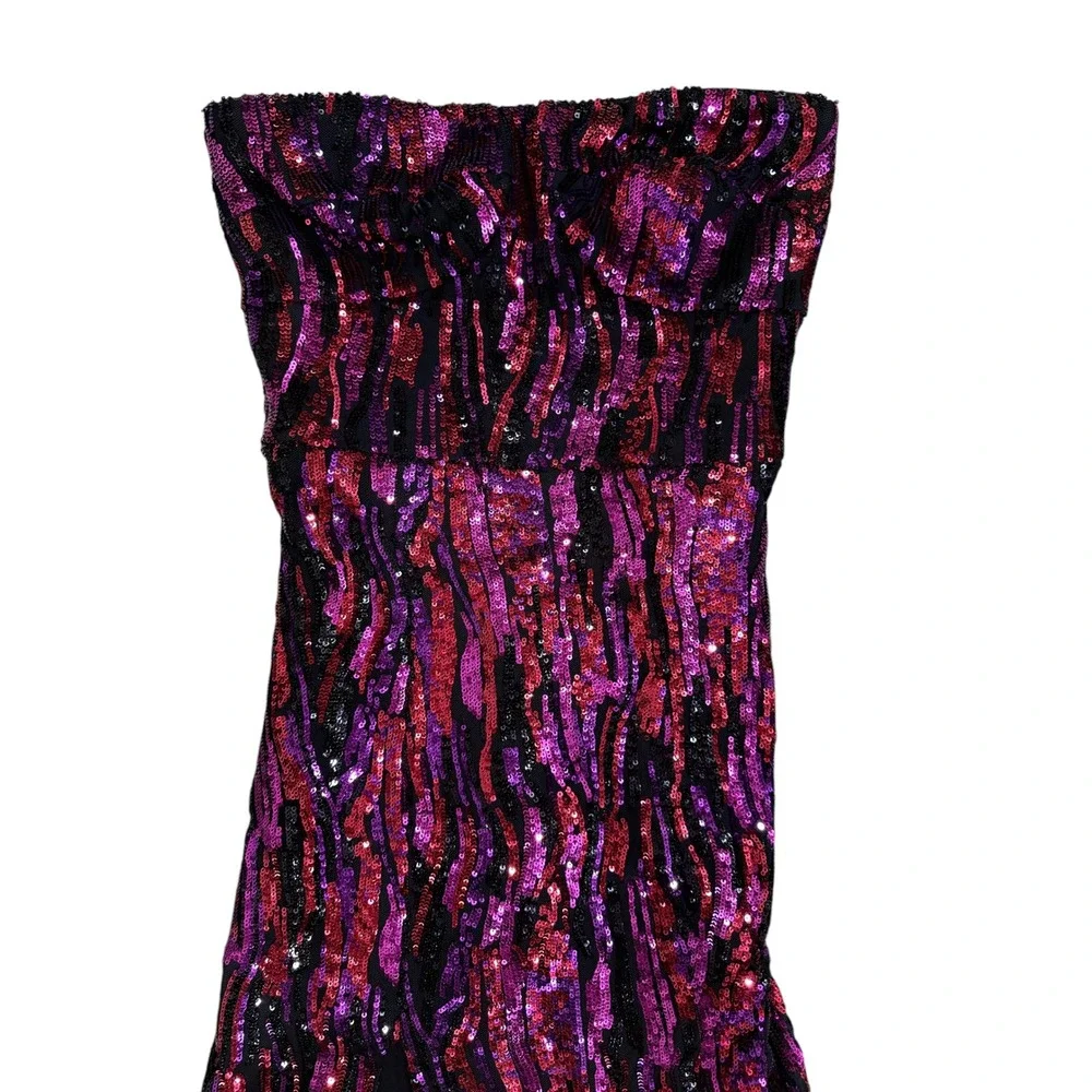 NWT Dress the Population Nikita Sequin Strapless GownSize XS | Fuchsia Multi‎
